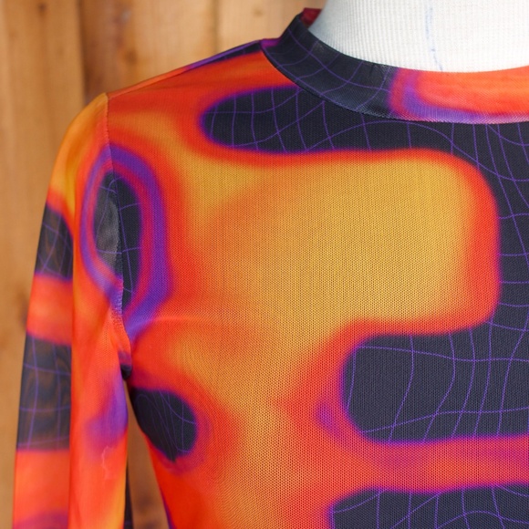 Poster Girl Heatmap Print Mesh Bodycon Cutout Mini Dress Size M - Picture 9 of 15